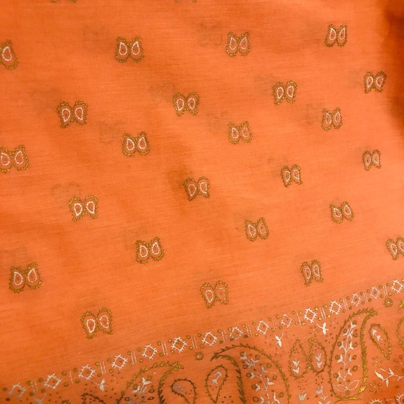 #026. Beautiful orange scarf with parsley printπ§£ - Picture 8 of 12